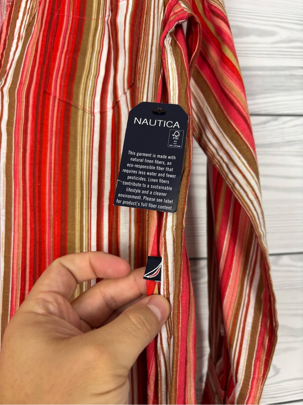 Nautica Jeans stripe linen blend maxi dress size  XS NWT - Picture 3 of 10